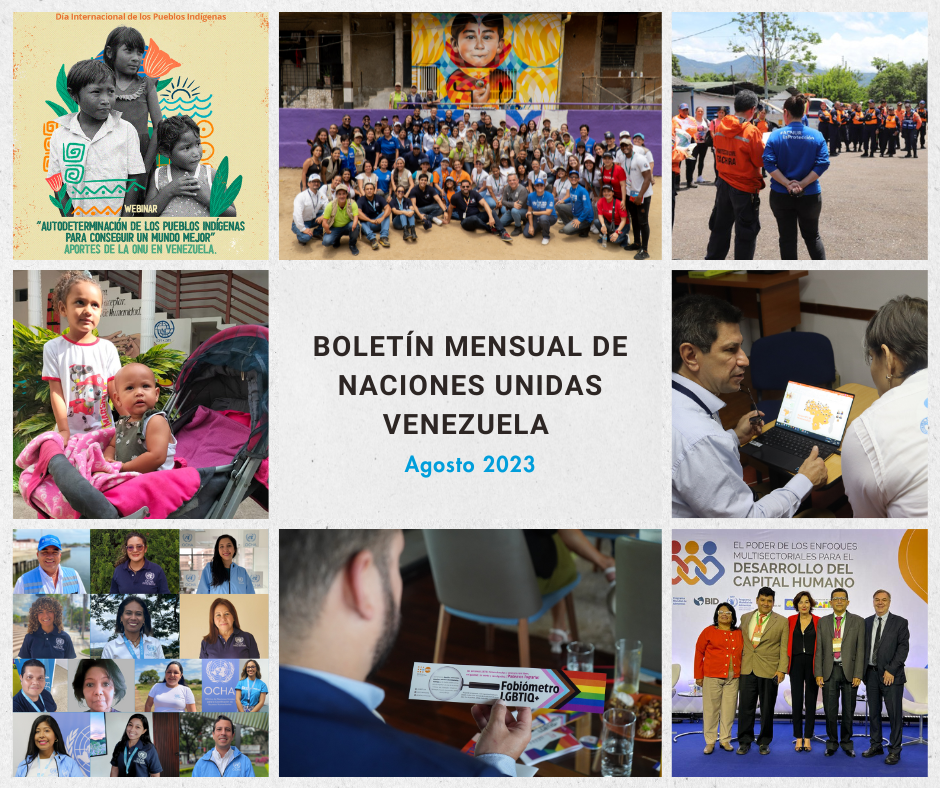 Collage con fotos de las agencias de ONU Venezuela durante agosto