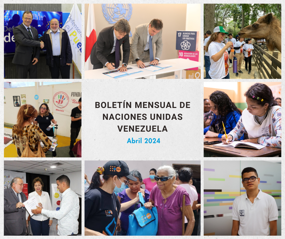 Collage con fotos de las agencias de ONU Venezuela durante abril