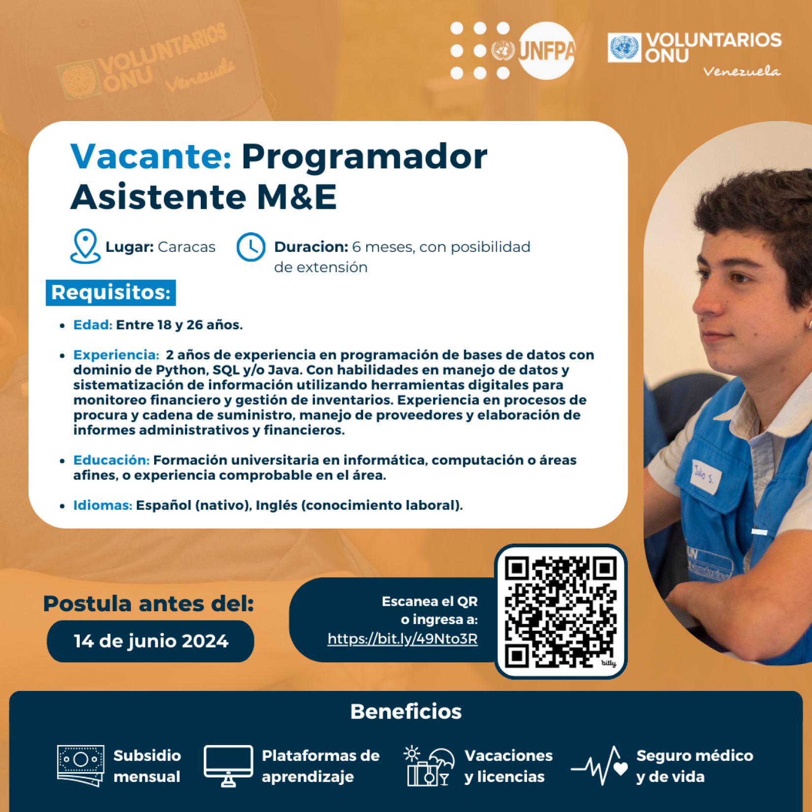 Vacante Programador Asistente M&E UNFPA