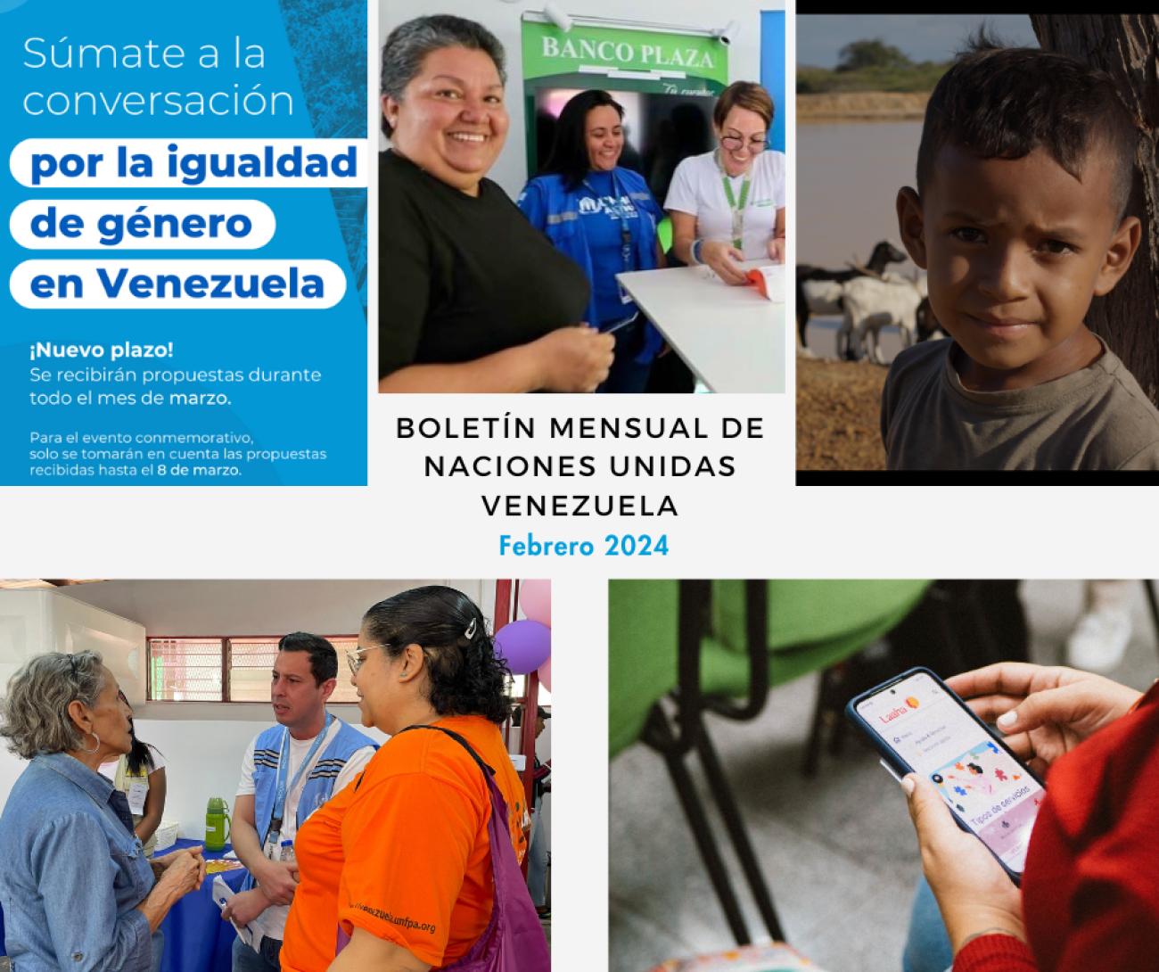 Collage con fotos de las agencias de ONU Venezuela durante febrero