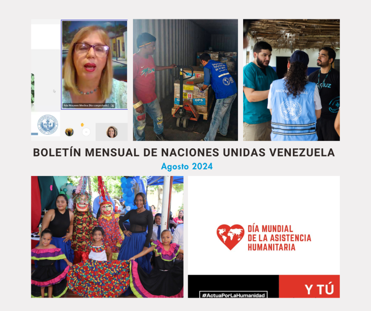 Collage con fotos de las agencias de ONU Venezuela durante agosto