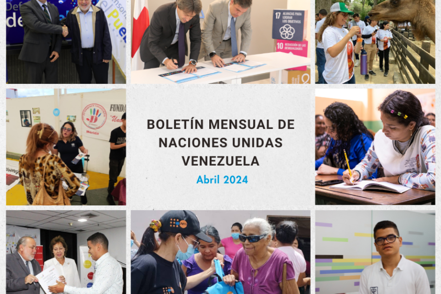 Collage con fotos de las agencias de ONU Venezuela durante abril